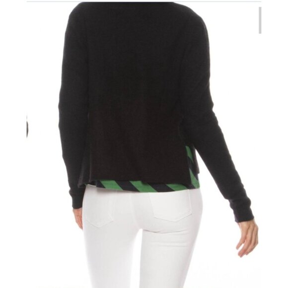 White + Warren Cashmere Shrunken Cardigan Size Medium Patch Pockets Luxury Black - Picture 2 of 10